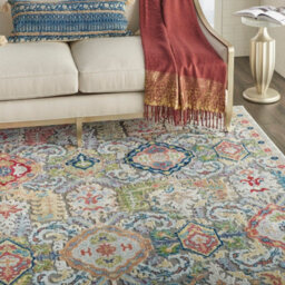 Grey/multicolour Luxurious Floral Persian Traditional Rug For Living Room Bedroom And Dining Room-71 X 244Cm (Runner) - thumbnail 3