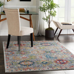 Grey/multicolour Luxurious Floral Persian Traditional Rug For Living Room Bedroom And Dining Room-71 X 244Cm (Runner) - thumbnail 2