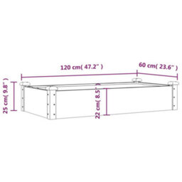 Berkfield Garden Raised Bed With Liner Grey 120X60X25 Cm Solid Wood Fir - thumbnail 8