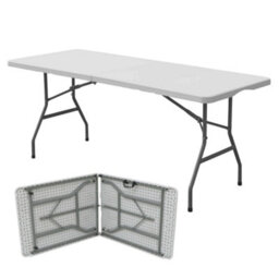 Oypla Heavy Duty Folding Catering Garden Trestle Table - 6Ft, White - thumbnail 2