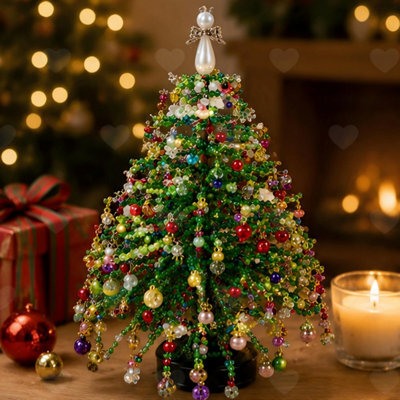 Amorly Diy Beaded Christmas Tree Craft Kit For Adults, Sparkling Tabletop Christmas Decoration, Fun Family Christmas Activity Set - image 1