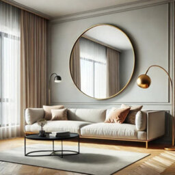 Jōbū Jobu Home - Rei, Extra Large Round Gold Metal Circle Mirror - 120Cm X 120Cm