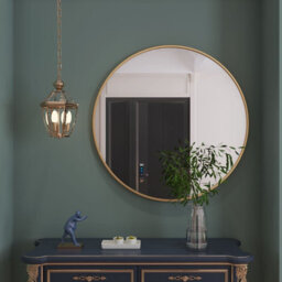 Jōbū Jobu Home - Rei, Extra Large Round Gold Metal Circle Mirror - 120Cm X 120Cm - thumbnail 6