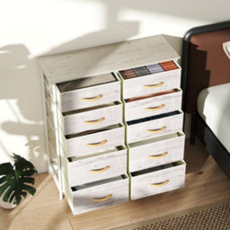Wyld Haus Nipa 10-Drawer Fabric And Metal Storage Chest, Natural Wood Finish And White, 860X300X945mm - thumbnail 8