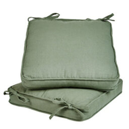 Dibor Set Of 2 Green Summer Outdoor Garden Chair Seat Pad Cushions - thumbnail 2