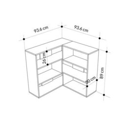 Decortie Molly Modern Corner Bookcase 3 Tier Room Divider Storage Unit Freestanding Melamine Finish Oak 89Cm - thumbnail 4