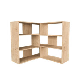 Decortie Molly Modern Corner Bookcase 3 Tier Room Divider Storage Unit Freestanding Melamine Finish Oak 89Cm - thumbnail 2