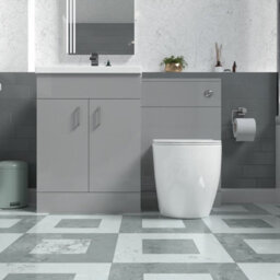 Nes Home 1100mm Freestanding Light Grey Basin Vanity & Back To Wall Toilet - thumbnail 2