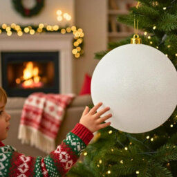 Shatchi 25Cm White Glitter Christmas Bauble - Christmas Tree & Home Décor Ornament - thumbnail 7