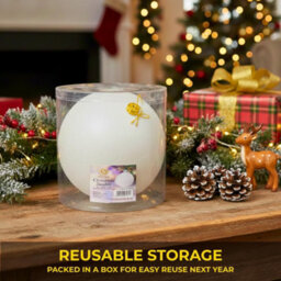 Shatchi 25Cm White Glitter Christmas Bauble - Christmas Tree & Home Décor Ornament - thumbnail 3