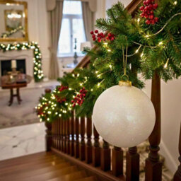 Shatchi 25Cm White Glitter Christmas Bauble - Christmas Tree & Home Décor Ornament - thumbnail 8
