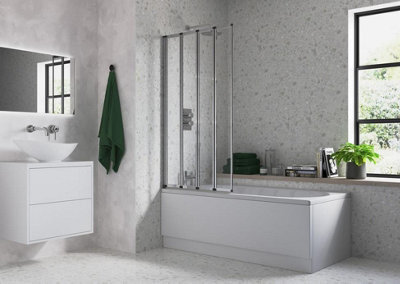 Aquarius Levaqua Framed Four Panel Folding Bath Screen Chrome - image 1
