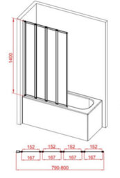 Aquarius Levaqua Framed Four Panel Folding Bath Screen Chrome - thumbnail 3