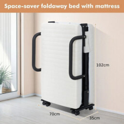 Portable Folding Guest Bed Adjustable Single Sleeper Bed W/mattress & Wheels - thumbnail 4