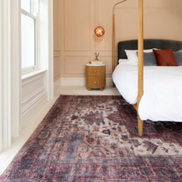 Loomed Medallion Design Cotton Chenille Rug Red Cream Blue Machine Washable 160Cm X 230Cm - thumbnail 4