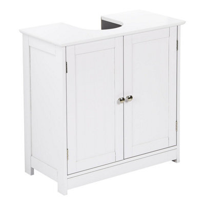 Taylor & Brown Under Sink Bathroom Cabinet Storage Cupboard Organiser Free Standing Wooden Storage Unit Basin With Shelf, White - image 1