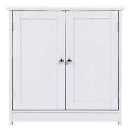 Taylor & Brown Under Sink Bathroom Cabinet Storage Cupboard Organiser Free Standing Wooden Storage Unit Basin With Shelf, White - thumbnail 8