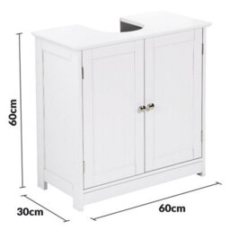 Taylor & Brown Under Sink Bathroom Cabinet Storage Cupboard Organiser Free Standing Wooden Storage Unit Basin With Shelf, White - thumbnail 4