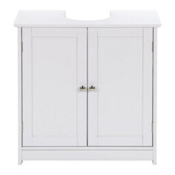 Taylor & Brown Under Sink Bathroom Cabinet Storage Cupboard Organiser Free Standing Wooden Storage Unit Basin With Shelf, White - thumbnail 6