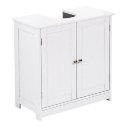 Taylor & Brown Under Sink Bathroom Cabinet Storage Cupboard Organiser Free Standing Wooden Storage Unit Basin With Shelf, White - thumbnail 1
