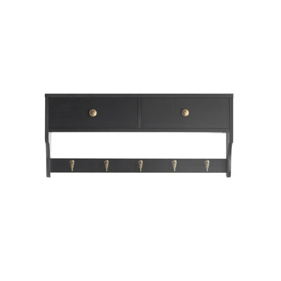 Sobuy Frg178-Sch, Wall Coat Rack Wall Shelf Wall Cabinet Wall Storage Unit, Black,w60Xd14.5Xh27 - image 1