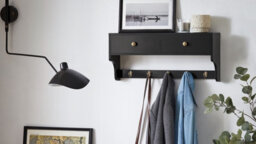 Sobuy Frg178-Sch, Wall Coat Rack Wall Shelf Wall Cabinet Wall Storage Unit, Black,w60Xd14.5Xh27 - thumbnail 2