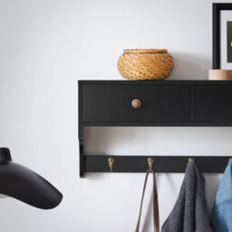 Sobuy Frg178-Sch, Wall Coat Rack Wall Shelf Wall Cabinet Wall Storage Unit, Black,w60Xd14.5Xh27 - thumbnail 7