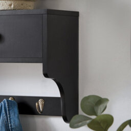 Sobuy Frg178-Sch, Wall Coat Rack Wall Shelf Wall Cabinet Wall Storage Unit, Black,w60Xd14.5Xh27 - thumbnail 4