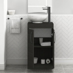 Royal Bathrooms 500mm Floor Standing Vanity Unit 2 Door Hale Black & Countertop Basin - Breeze With Matt Black Handle - thumbnail 3