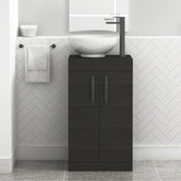 Royal Bathrooms 500mm Floor Standing Vanity Unit 2 Door Hale Black & Countertop Basin - Breeze With Matt Black Handle - thumbnail 1