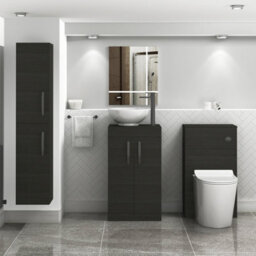 Royal Bathrooms 500mm Floor Standing Vanity Unit 2 Door Hale Black & Countertop Basin - Breeze With Matt Black Handle - thumbnail 2