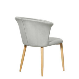 Life Interiors Single Grey Elsa Velvet Dining Chair With Wooden Legs, Curved Back & Comfortable Seating - thumbnail 4