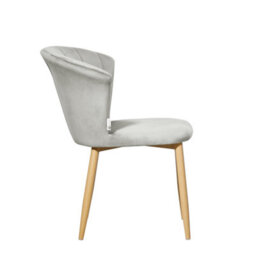 Life Interiors Single Grey Elsa Velvet Dining Chair With Wooden Legs, Curved Back & Comfortable Seating - thumbnail 3