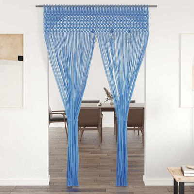 Berkfield Macrame Curtain Blue 140X240 Cm Cotton - image 1