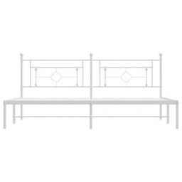 Berkfield Metal Bed Frame Without Mattress With Headboard White 193X203Cm - thumbnail 5