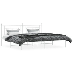Berkfield Metal Bed Frame Without Mattress With Headboard White 193X203Cm - thumbnail 3