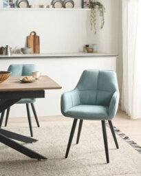 Beliani Set Of 2 Dining Chairs Tirano Faux Linen Light Blue - thumbnail 2