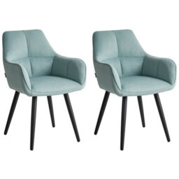 Beliani Set Of 2 Dining Chairs Tirano Faux Linen Light Blue