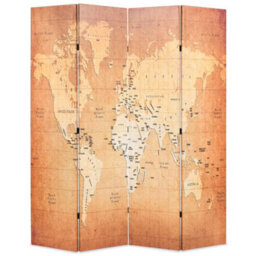 Berkfield Modern Folding Room Divider 160X170 Cm World Map Yellow - thumbnail 2
