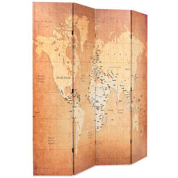 Berkfield Modern Folding Room Divider 160X170 Cm World Map Yellow - thumbnail 1