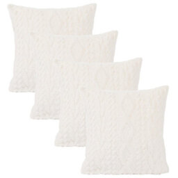OHS Cable Knit Cushion Covers Sherpa Pillow Cases 4 Pack, 45 X 45Cm - Cream