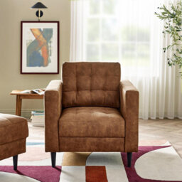 Furniturebox Uk Jenna Tan Faux Leather Armchair - thumbnail 2