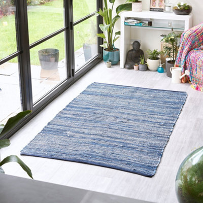 Bravich Chindi Handwoven Denim Recycled Rag Rug - 240 X 330Cm - image 1