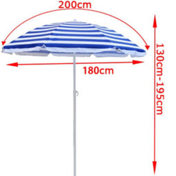 Sundaze 1.8M Blue-White Beach Parasol Outdoor Garden Patio Umbrella Sunshade Uv Protection - thumbnail 6