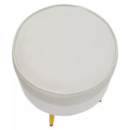 Premier Housewares Interiors By Premier Comfortable Round Cream Velvet Gold Leg Footstool,  Decent Gold Finished Small Footrest For Bedrooms - thumbnail 4