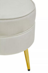 Premier Housewares Interiors By Premier Comfortable Round Cream Velvet Gold Leg Footstool,  Decent Gold Finished Small Footrest For Bedrooms - thumbnail 6
