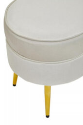 Premier Housewares Interiors By Premier Comfortable Round Cream Velvet Gold Leg Footstool,  Decent Gold Finished Small Footrest For Bedrooms - thumbnail 7