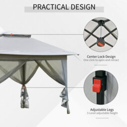 Outsunny 3.6 X 3.6M Pop-Up Tent Gazebo Instant Canopy Steel W/ Bag - thumbnail 4