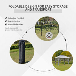 Outsunny 3.6 X 3.6M Pop-Up Tent Gazebo Instant Canopy Steel W/ Bag - thumbnail 5