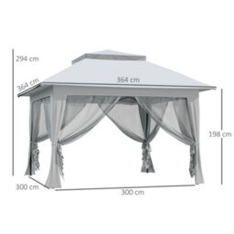 Outsunny 3.6 X 3.6M Pop-Up Tent Gazebo Instant Canopy Steel W/ Bag - thumbnail 3